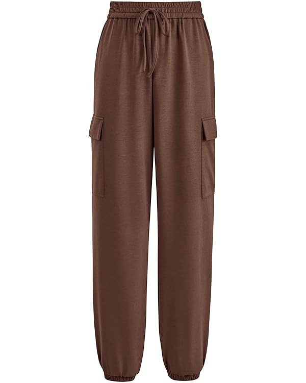 PRETTYGARDEN Womens Summer Cargo Sweatpants Casual Elastic High Waisted Lounge Jogger Pants With ... | Amazon (US)