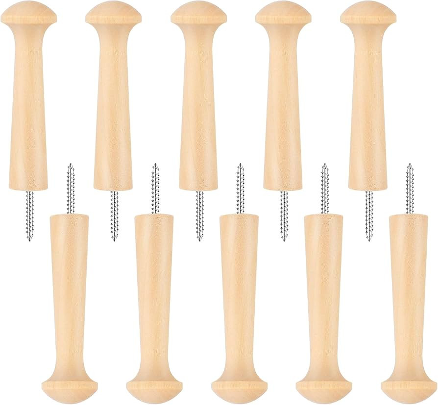 10 Pcs Wooden Shaker Peg Screw-On Wood Hook Shaker Pegs, 3.7inch Wood Hooks Peg Hooks, Unfinished... | Amazon (US)