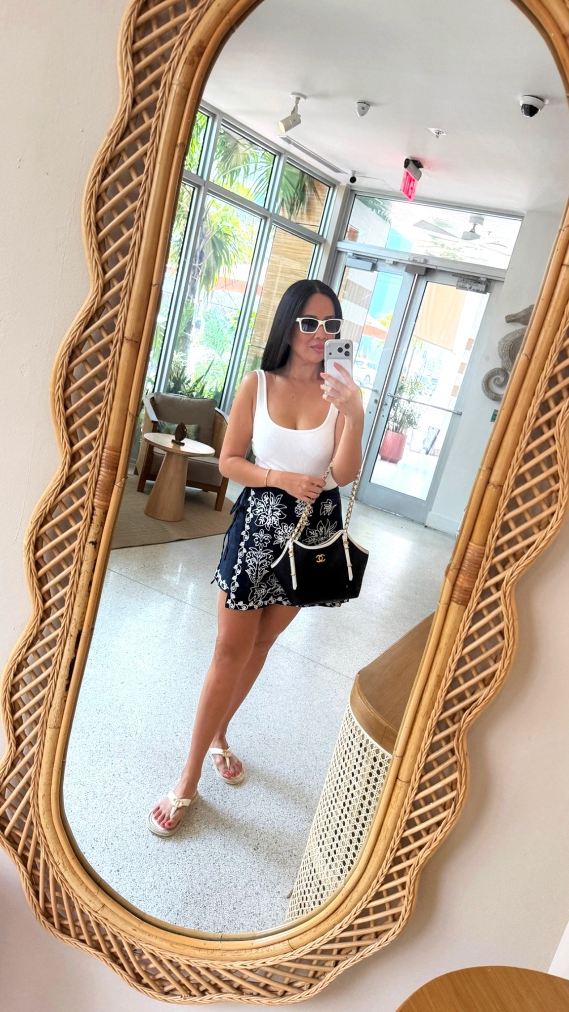 Weekend outfit white bodysuit tank and wrap skirt.

Tank L’agence (small)
Skirt Agua Bendita (medium)
Sunglasses Chanel
Bag & Sandals Chanel (linked similar)

#LTKootd #LTKPetite