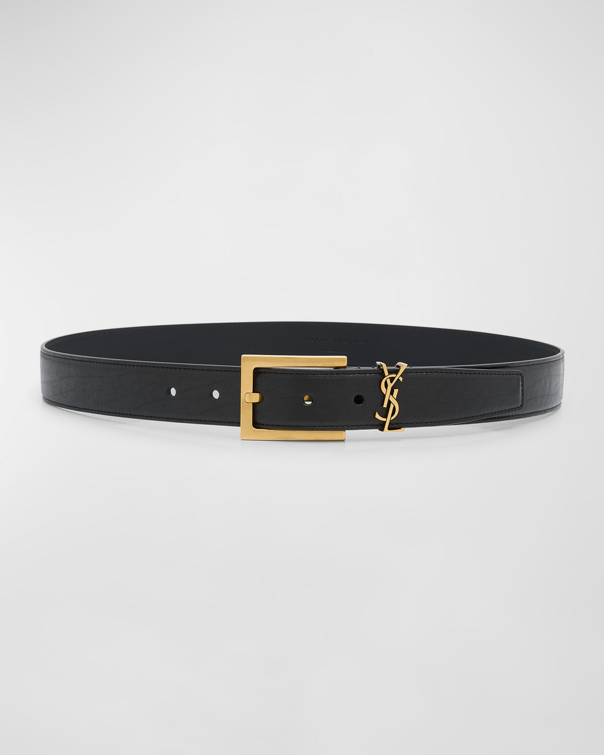 YSL Grainy Leather Belt | Neiman Marcus