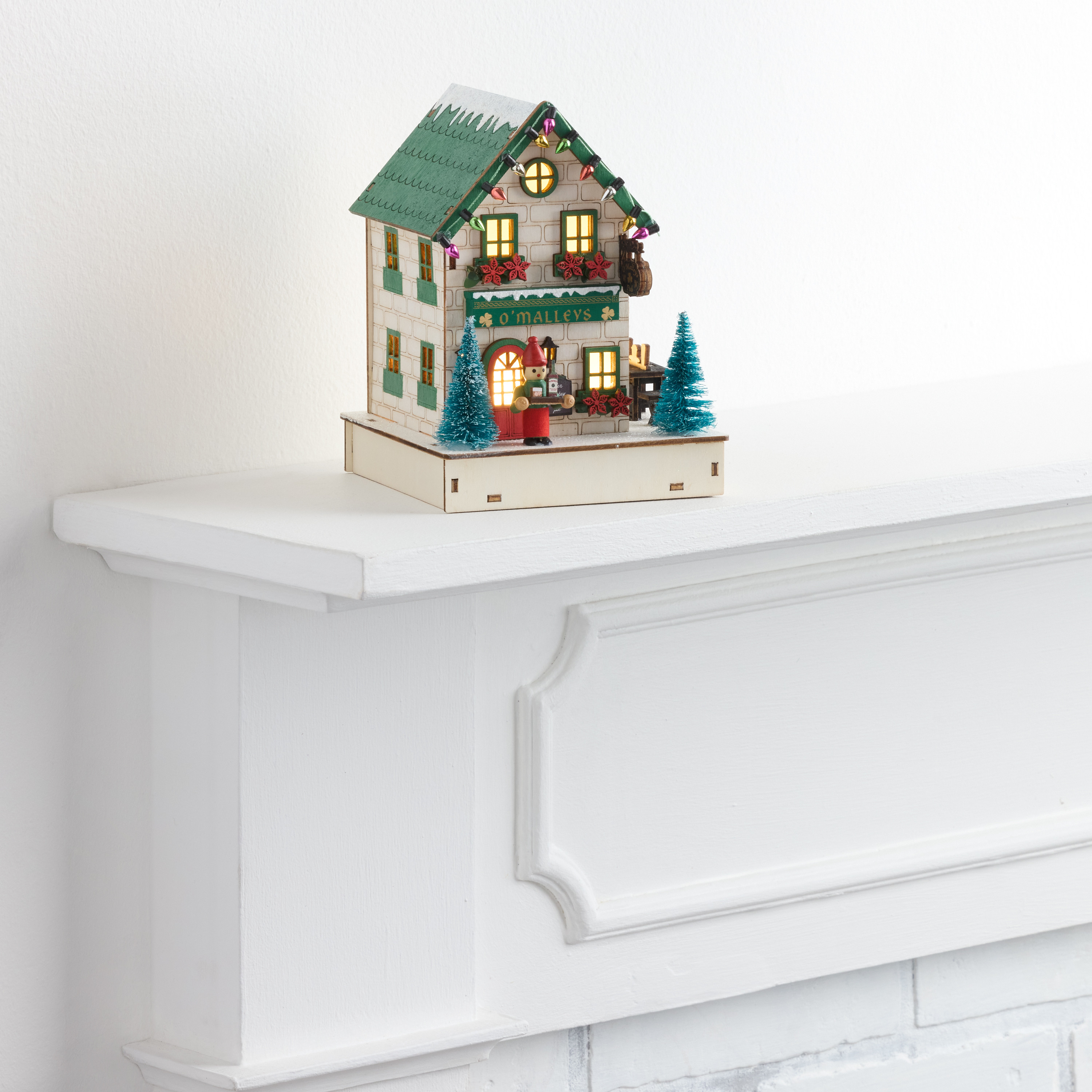 Laser Cut Wood Holiday Pub LED Light Up Decor | World Market