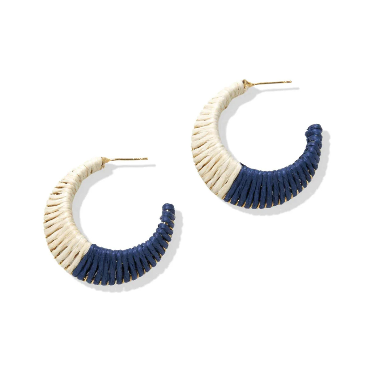 Harper Color Block Hoop Earrings Cream and Navy | INK+ALLOY