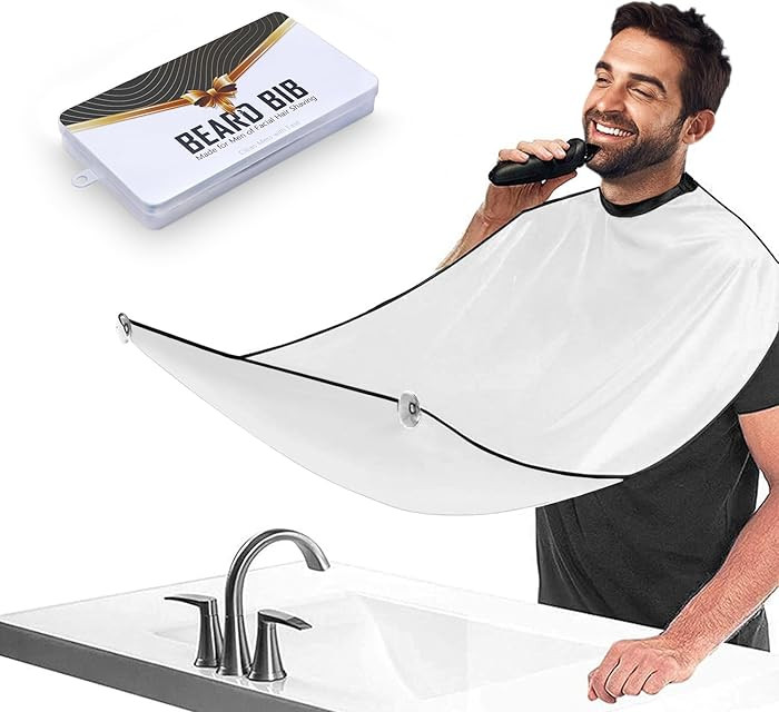 Beard Bib Apron for Men, Christmas Day Gift Beard Trimming Catcher Bib for Shaving & Hair Clippin... | Amazon (US)