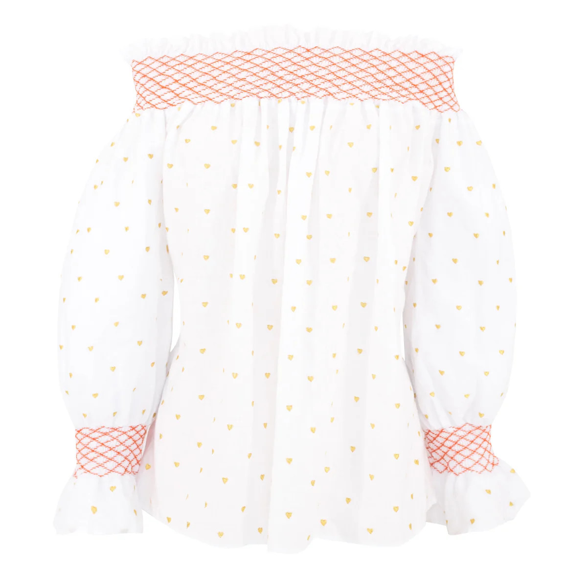 Women's Happy Shirt - White/Gold Hearts | Dondolo