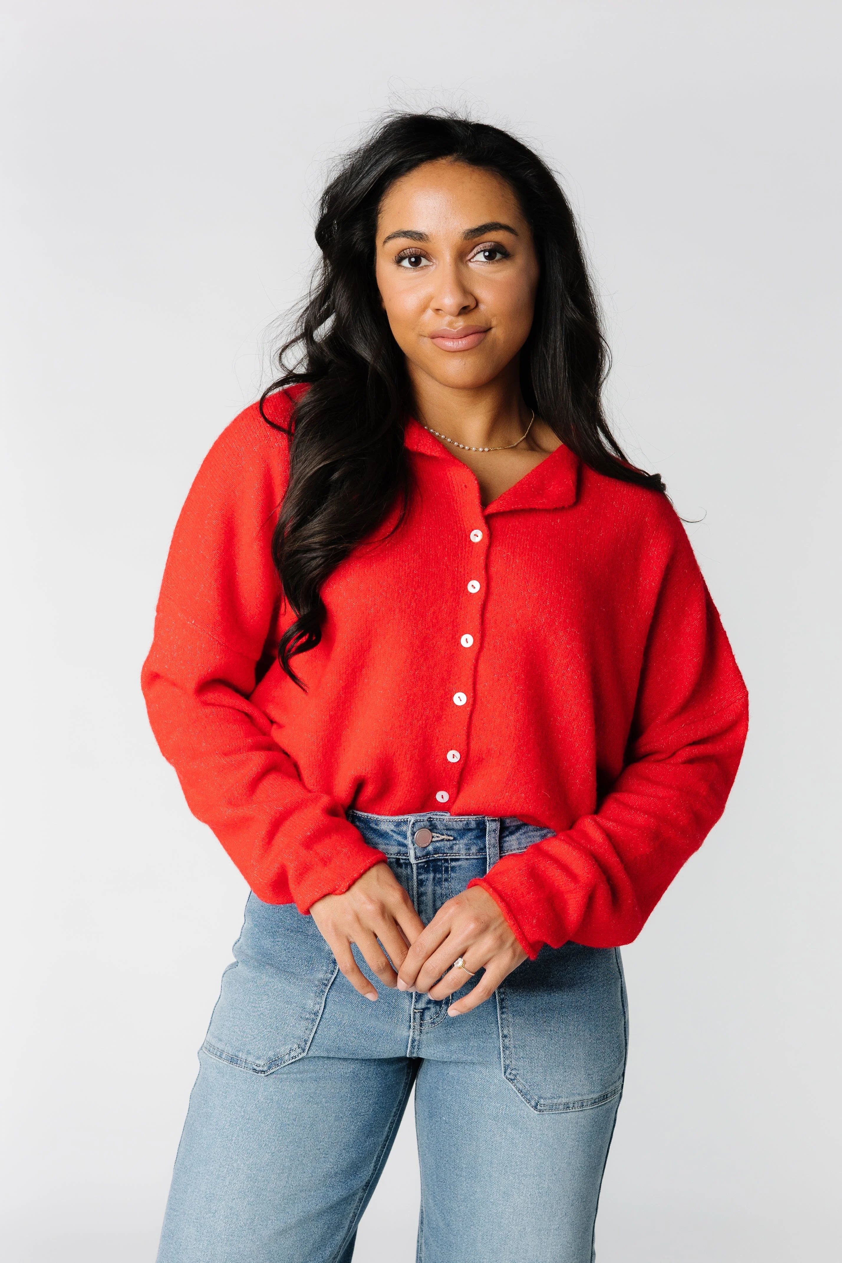 Aria Soft Cardigan - Red | Called To Surf