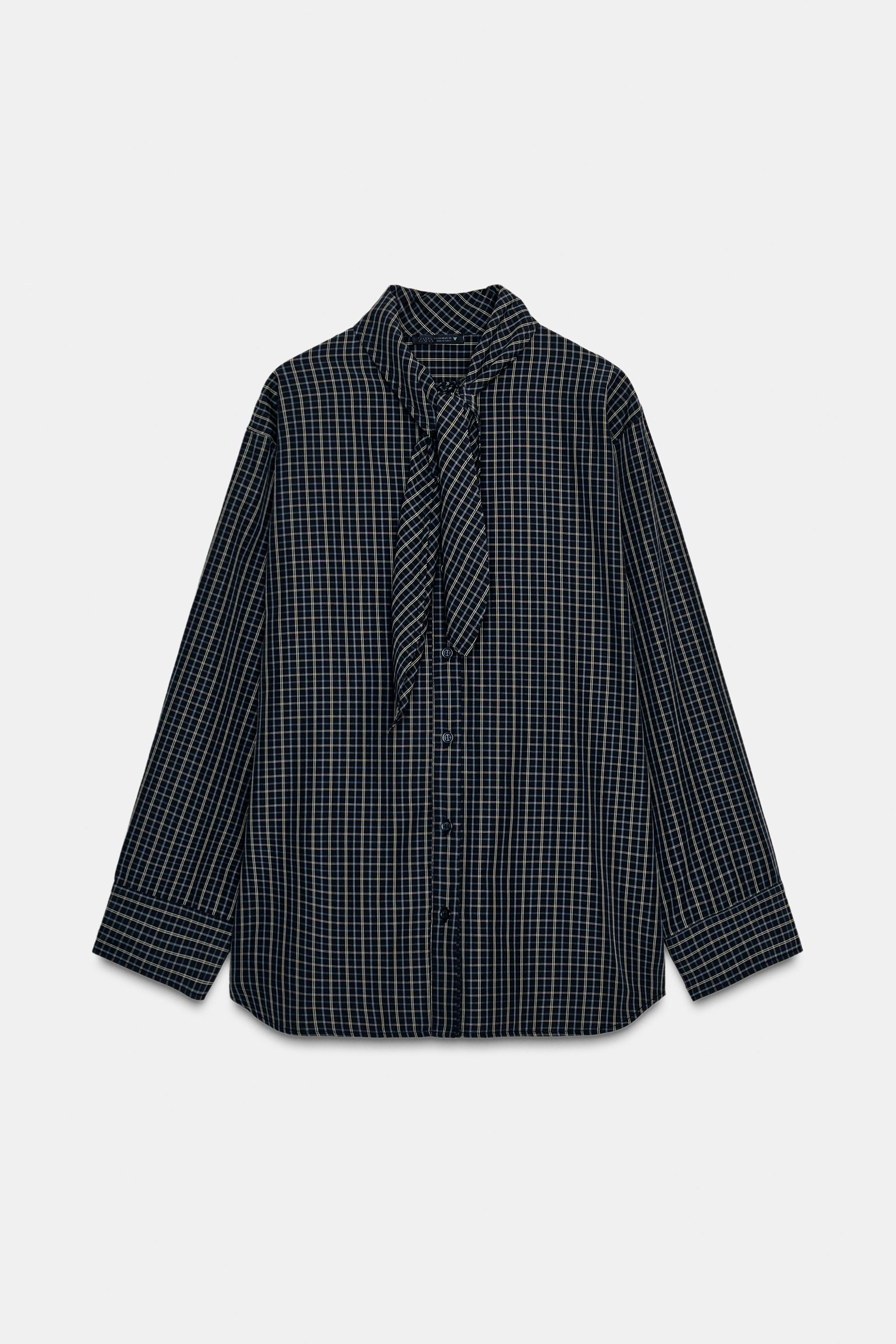 COTTON CHECK SHIRT WITH POCKET SQUARE | Zara US