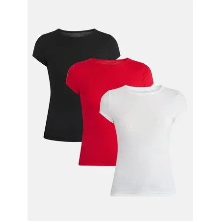 No Boundaries Crew Neck Tee with Short Sleeves, 1 or 3-Pack, Women’s | Walmart (US)