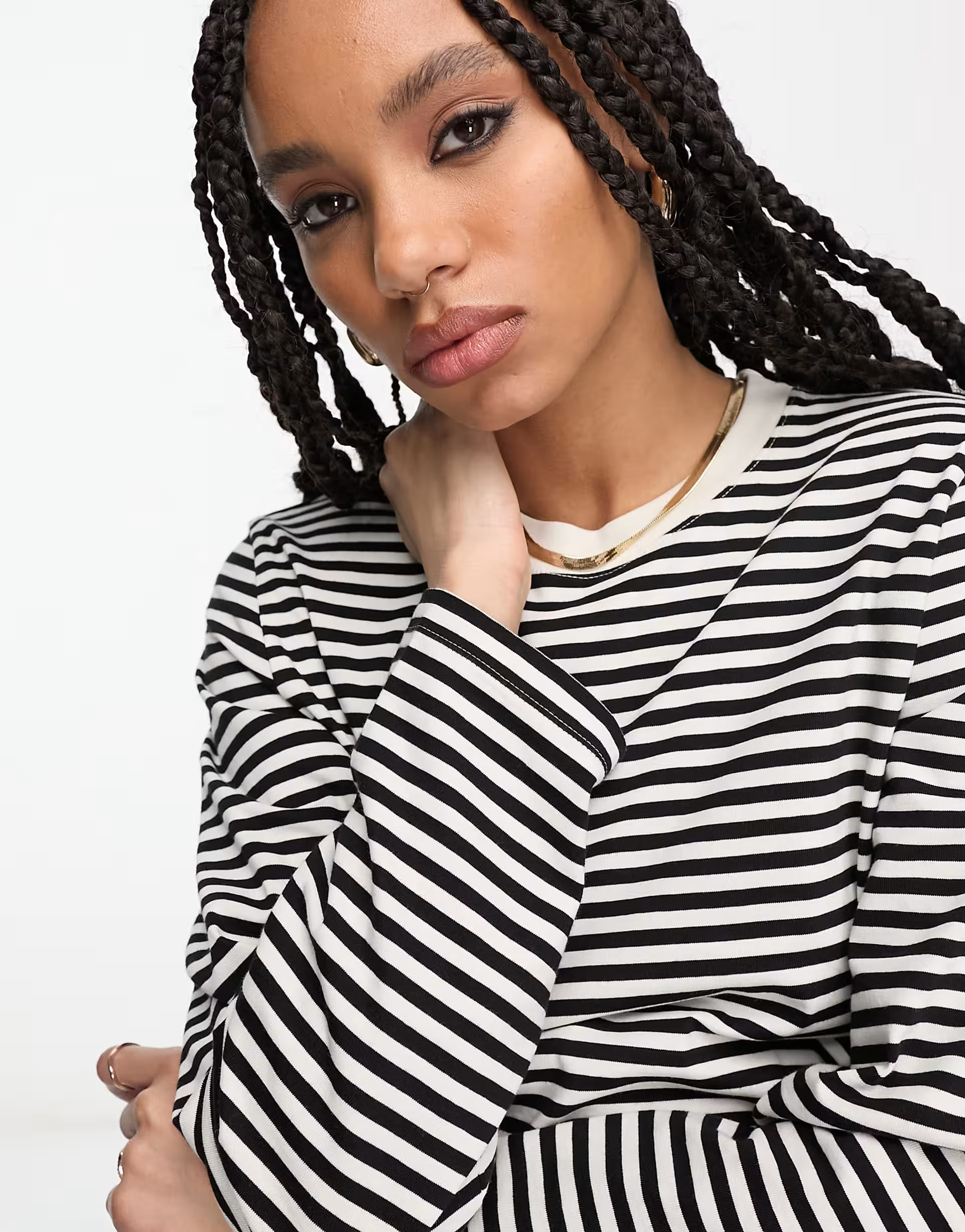 & Other Stories long sleeve top in beige stripe | ASOS (Global)