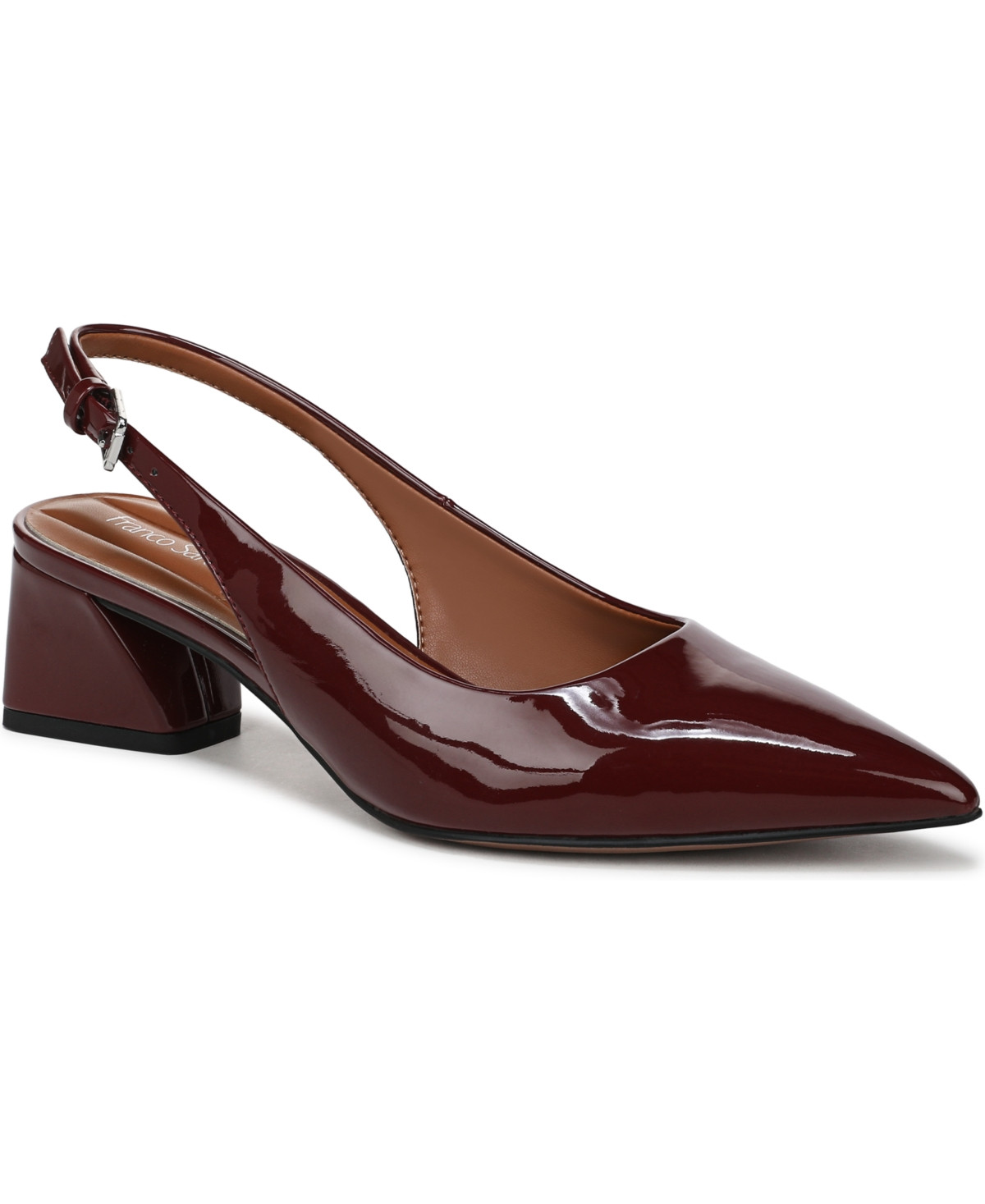 Franco Sarto Women's Racer Pointed Toe Block Heel Slingback Pumps - Oxblood Red Faux Patent | Macy's