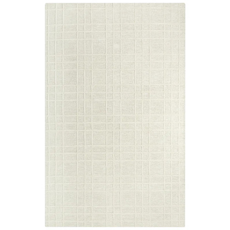 Alena Plaid Handmade Tufted Wool White Area Rug | Wayfair North America