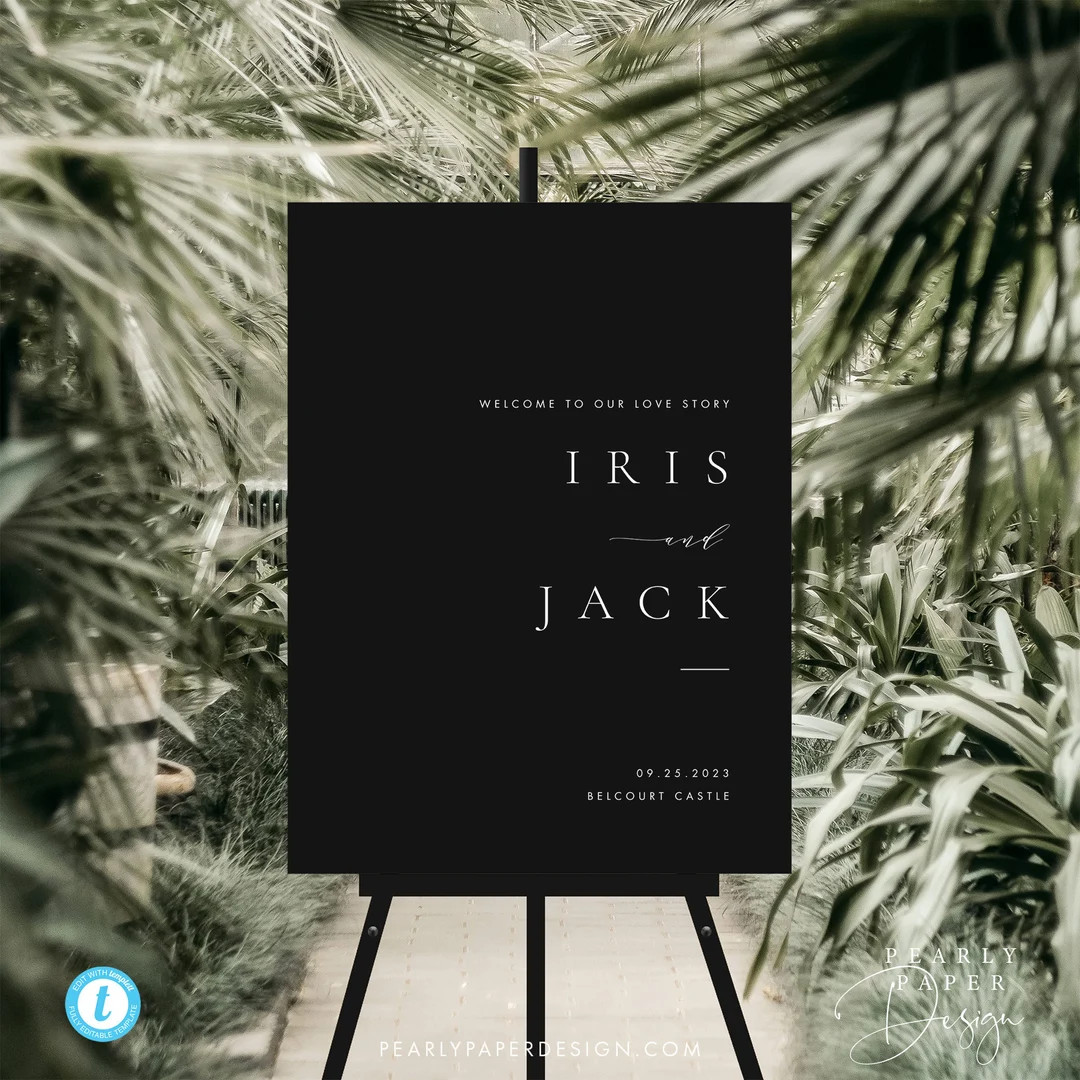 Black and White Wedding Sign Wedding Welcome Sign Template Download Modern Wedding Signs Printabl... | Etsy (US)