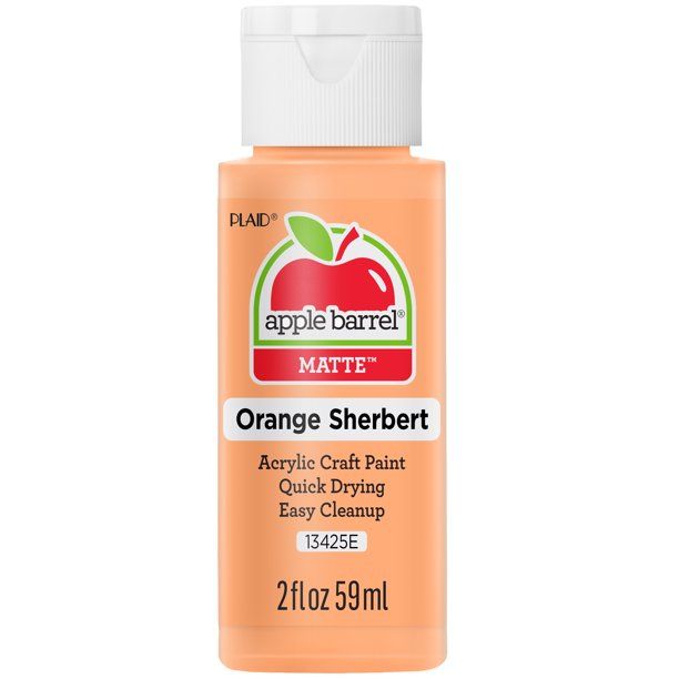 Apple Barrel Acrylic Craft Paint, Matte Finish, Orange Sherbert, 2 fl oz - Walmart.com | Walmart (US)