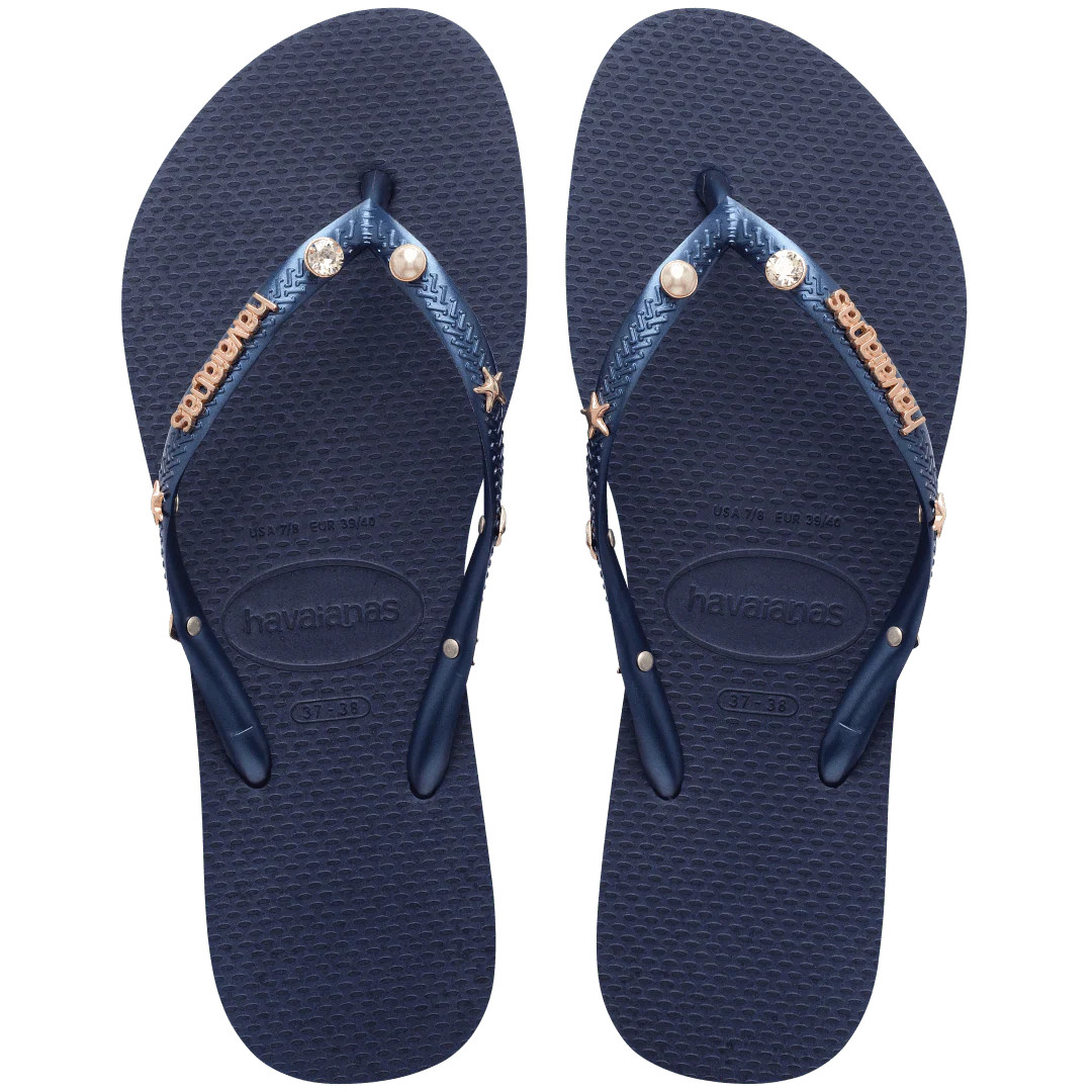 Women's Luxury Aqua Slim Flip Flops Navy Blue | Havaianas | Havaianas