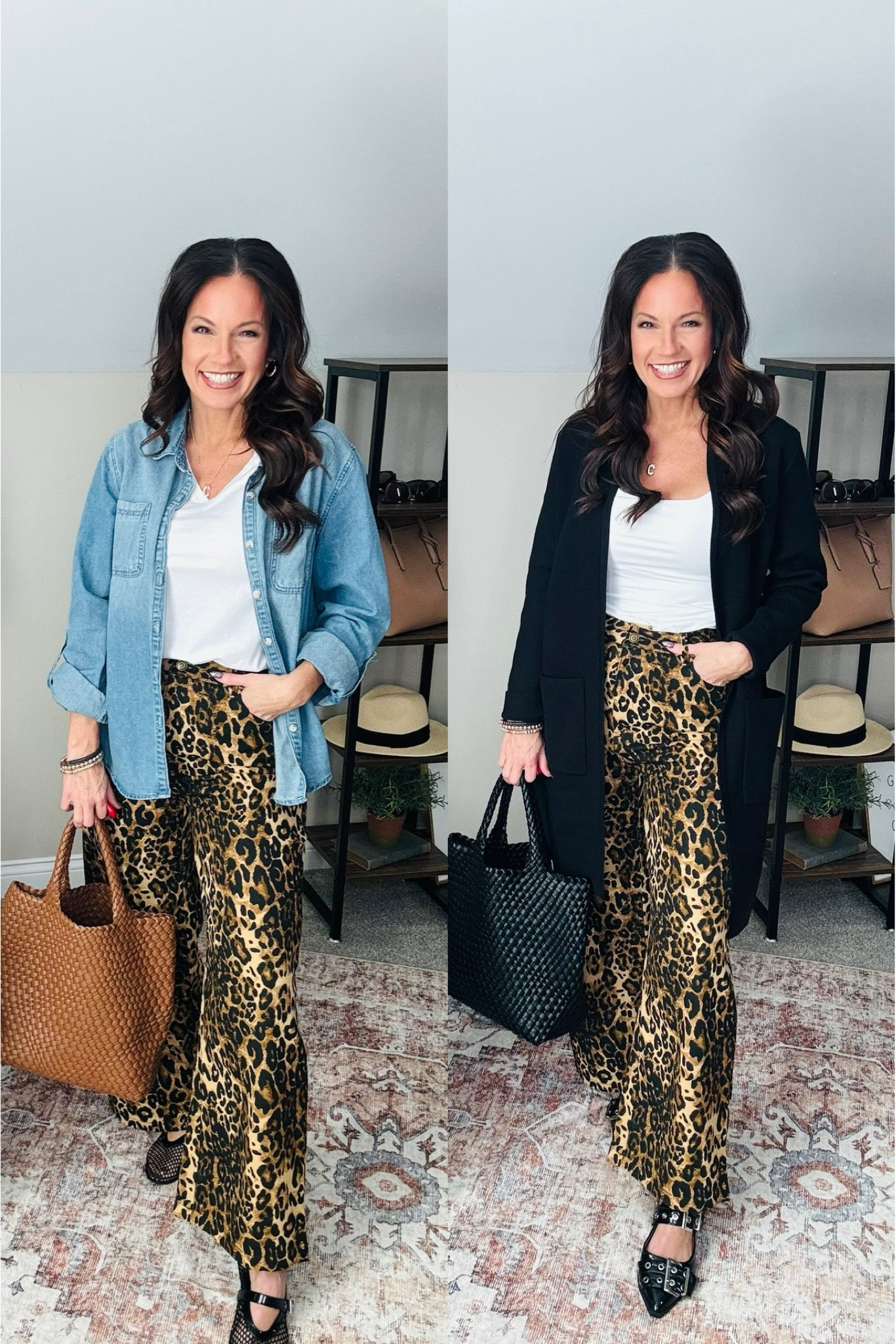Love how fun it is to style these trendy leopard print pants! Dress them down for a fun casual look or dress them up for the office. 

5'3/129lbs/34D-med bra // small pants // small in both white tops // small denim top // small in black cardigan // shoes run TTS

#LTKShoeCrush #LTKStyleTip #LTKFindsUnder50