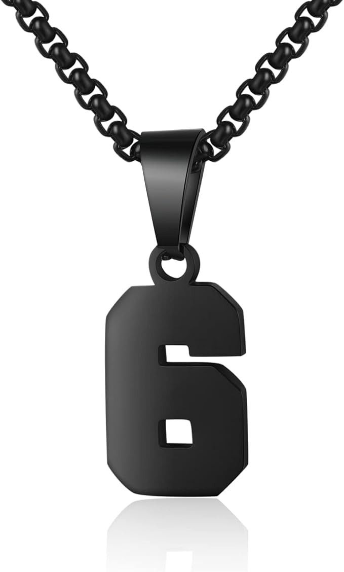 Number Necklaces Personalized Necklaces 18K Gold Plated Initial Number Pendant Stainless Steel Ch... | Amazon (US)