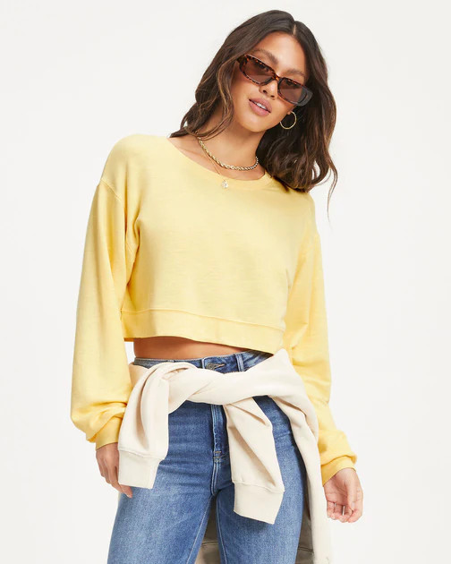 Venus Long Sleeve Crop Top - Yellow - FLASH SALE | VICI