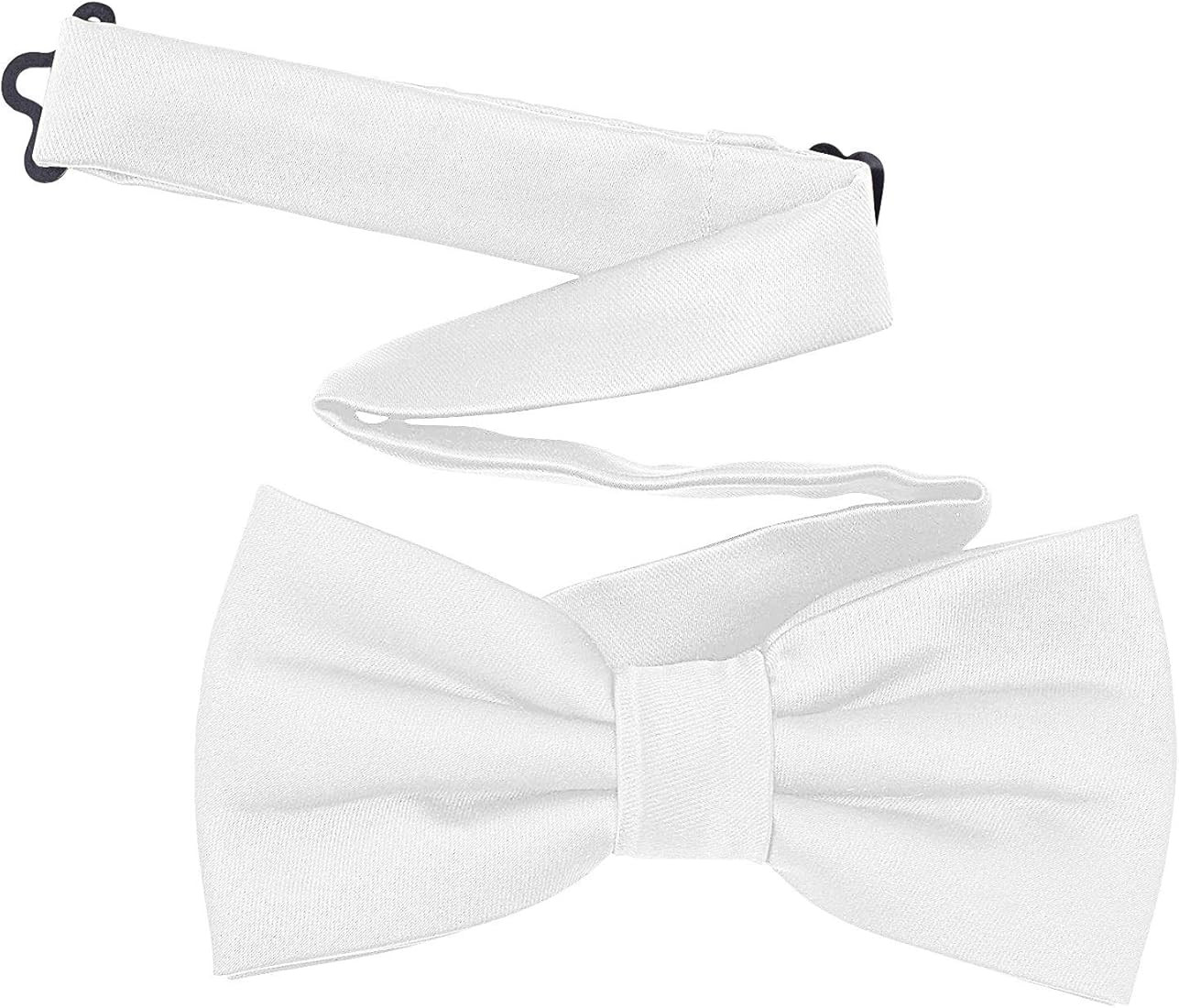 TINYHI Men's Pre-Tied Satin Formal Tuxedo Bowtie Adjustable Length Satin Bow Tie White One Size a... | Amazon (US)