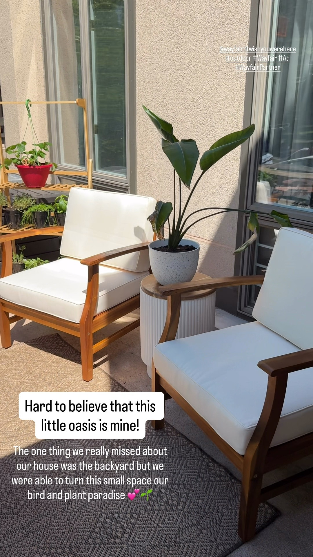 Patio reveal! We found some great pieces at @Wayfair to turn our small space into a paradise! 

#wishyouwerehere #outdoor #Wayfair #WayfairPartner #ad