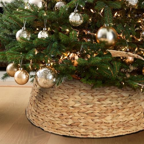 Christmas Tree Collar, 23.5’’ D Handmade Natural Water Hyacinth Christmas Stand Tree Collar Basket Base Cover for Holiday Decoration | Amazon (US)