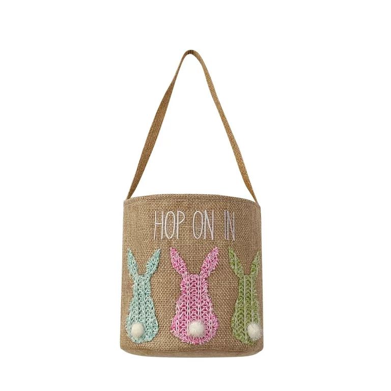 Non-Woven Easter Basket Decoration Rabbit Bow Storage Basket Portable Bucket | Walmart (US)