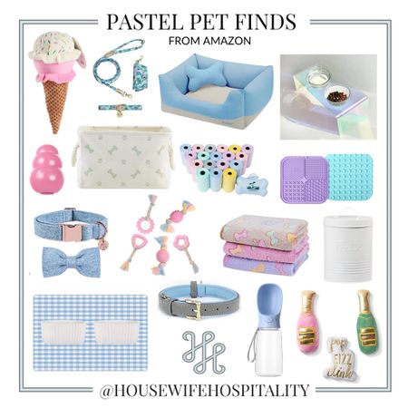Celebrate international dog day with a special gift for your dog! These pastel pet finds are sure to impress them! Ice cream dog toy, pink kong, sage dog storage bin, dog bow tie, gingham food mat, lick trays, pastel blankets, great tin, champagne dog toys, iridescent feeder, pastel poop bags, blue and white bed, collar, Lilly Pulitzer dog walk set  

#LTKsalealert #LTKunder50 #LTKhome
