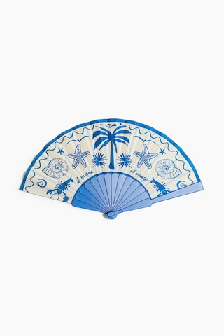 H & M - Folding Fan - Blue/Cream | H&M (US + CA)