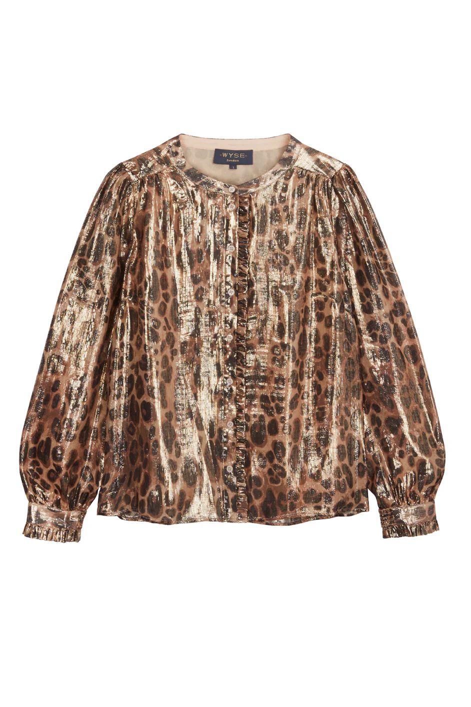 Norah Silk Blend Lame Blouse - Leopard | WYSE London