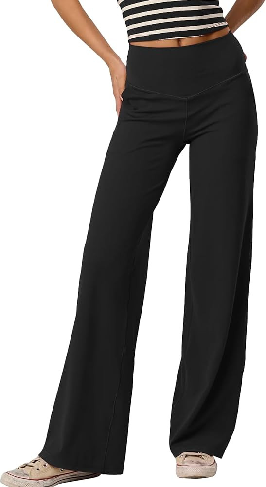 Darong Women Wide Leg Yoga Pants with Pockets High Waist Stretch Workout Leggings with Tummy Cont... | Amazon (US)