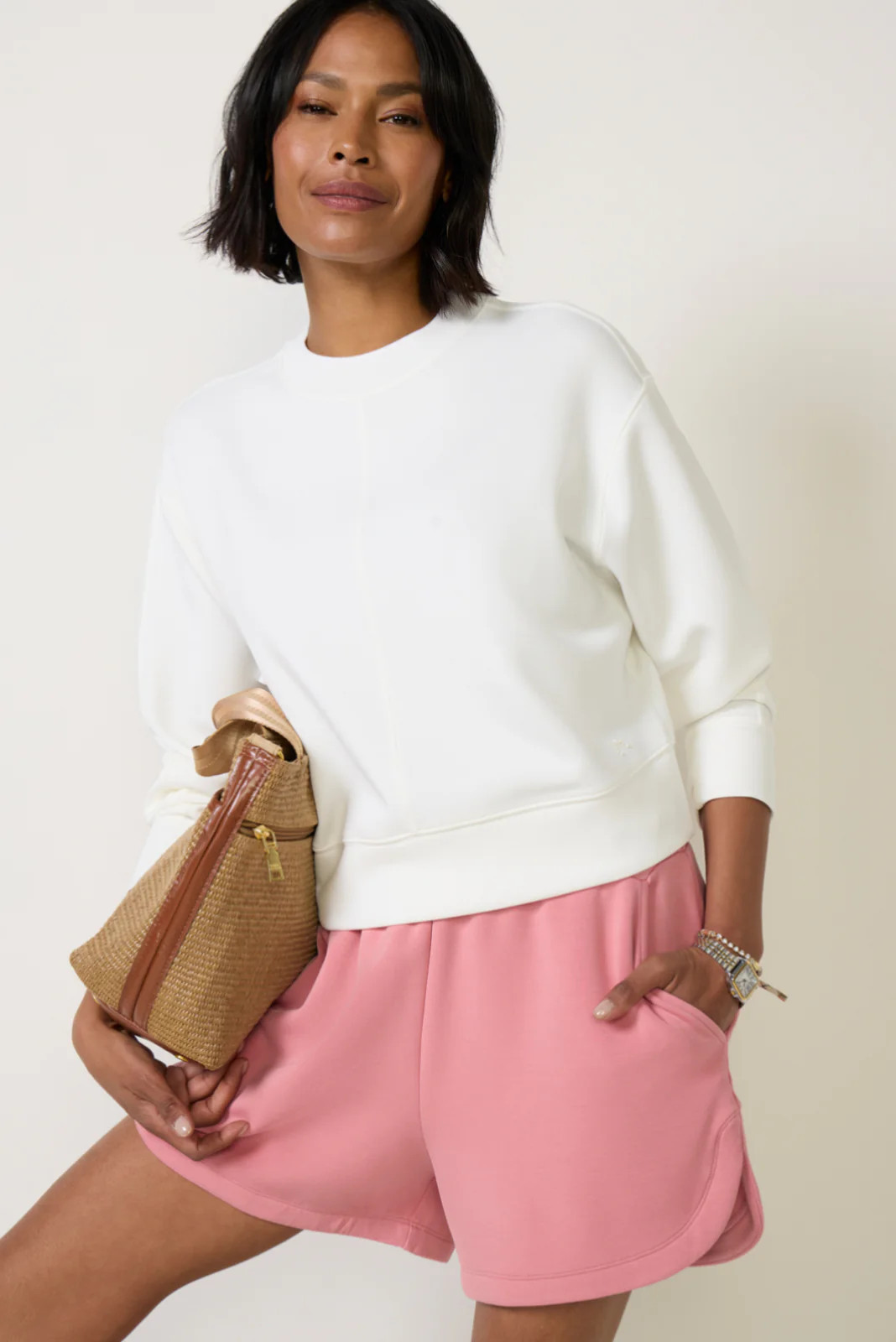 VARLEY Women's Tasmin Cropped Sweat Top, Size XS, White | Evereve