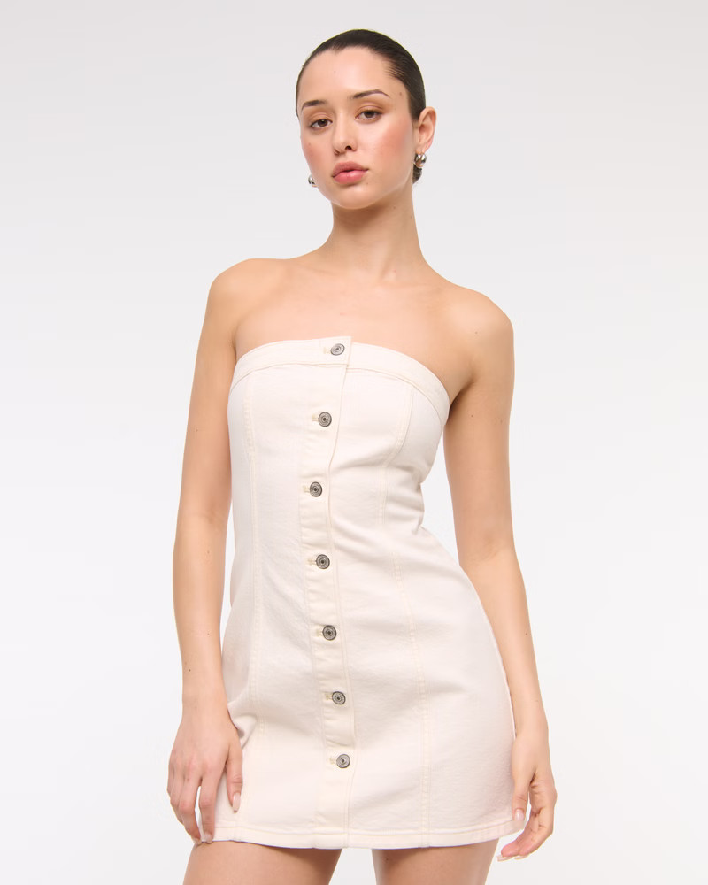 Women's The A&F Mara Strapless Denim Mini Dress | Women's Dresses & Jumpsuits | Abercrombie.com | Abercrombie & Fitch (US)