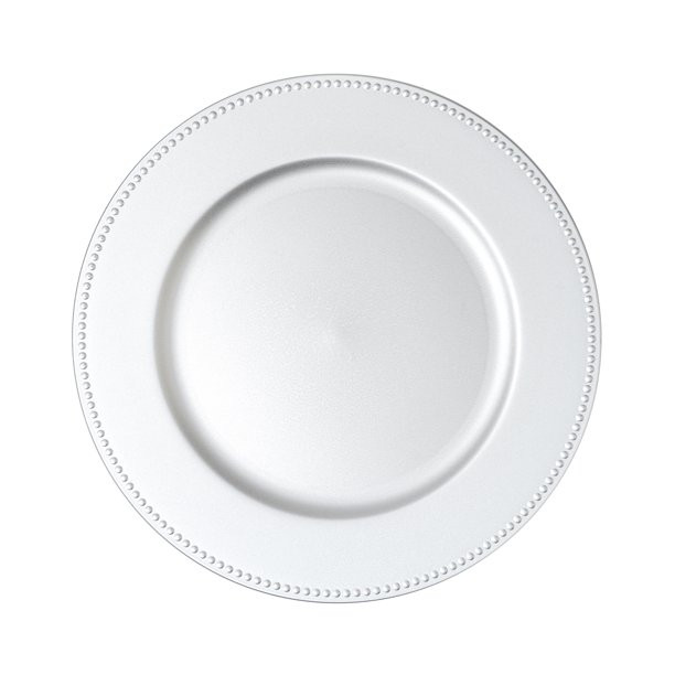 Simply Elegant 13" Plastic Charger Plates (6-Pack) Round, Beaded Edge, Matte Finish (Silver) - Wa... | Walmart (US)