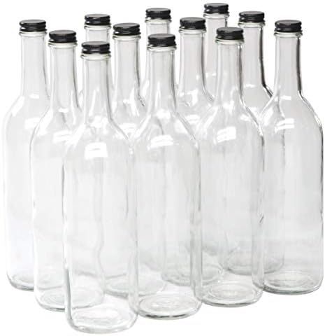 North Mountain Supply - W5CTCL-BK 750ml Clear Glass Bordeaux Wine Bottle Flat-Bottomed Screw-Top Fin | Amazon (US)