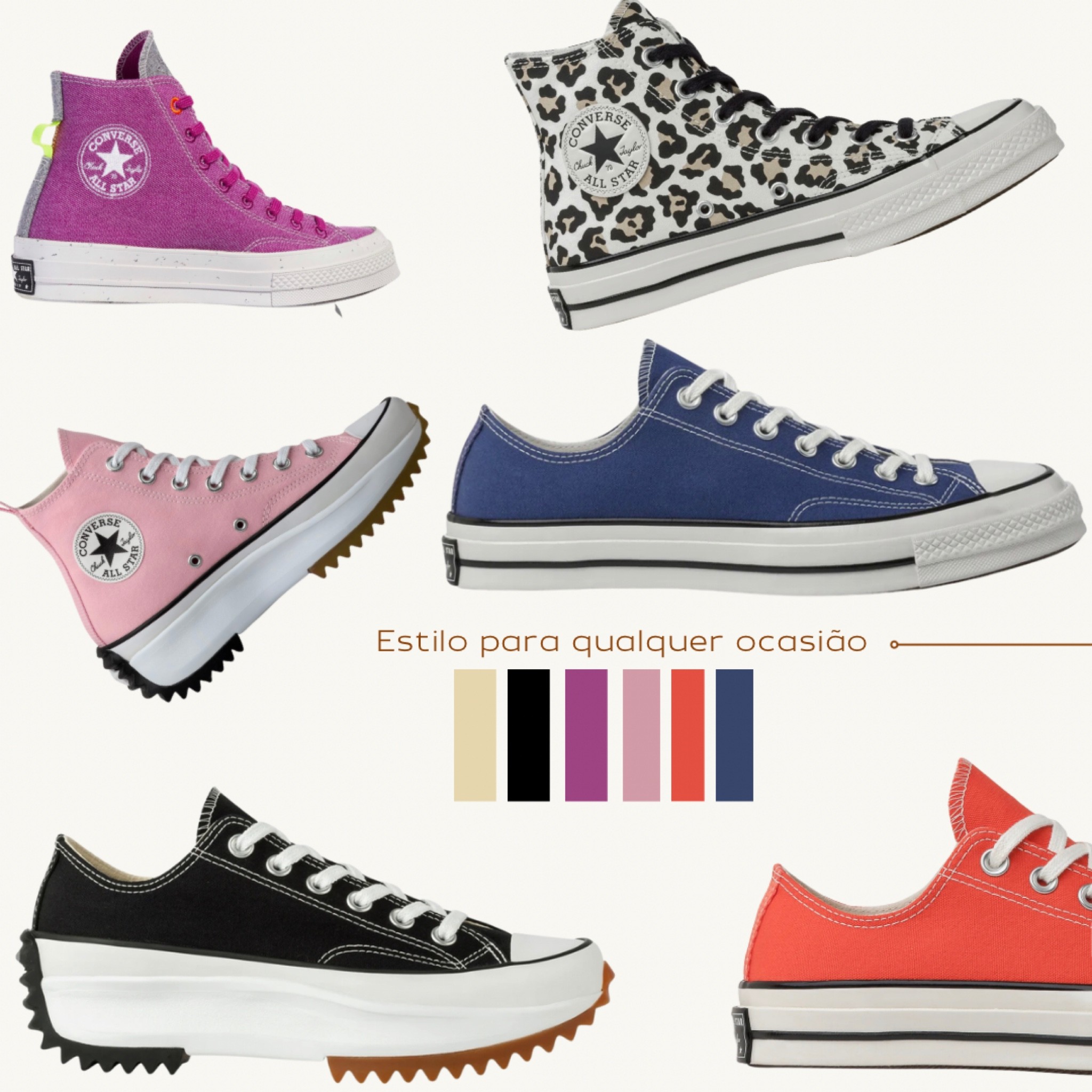 A Converse sempre ultrapassou os limites do que um tênis pode fazer. Se você estava arremessando numa quadra de basquete, fazendo manobras de skate ou precisando de um par de tênis para sobreviver ao seu próximo show de rock, a Converse estava lá com você.

Estilo para todas ocasiões! 

• Escolha oque mais combina com você .

#LTKbrasil