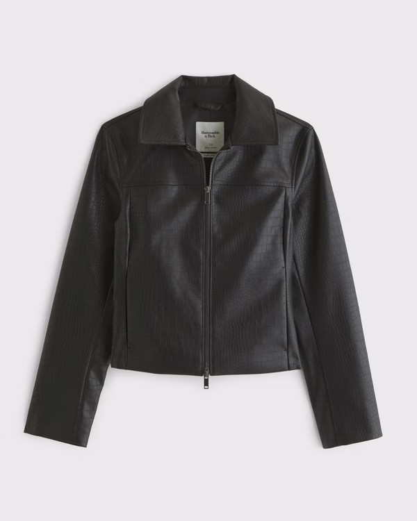 Women's Slim Zip Vegan Leather Jacket | Women's Coats & Jackets | Abercrombie.com | Abercrombie & Fitch (US)