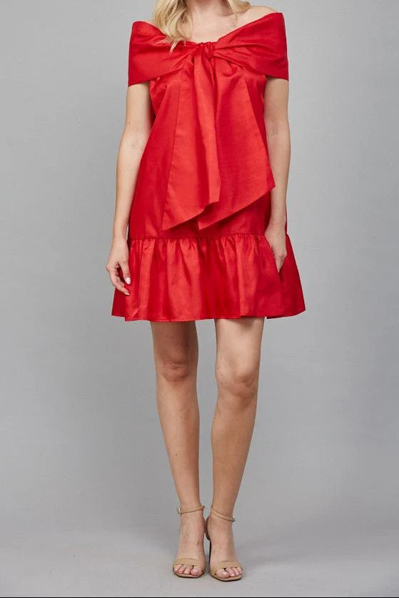 Paislee Bow Detail Off The Shoulder Dress | MTT Collective