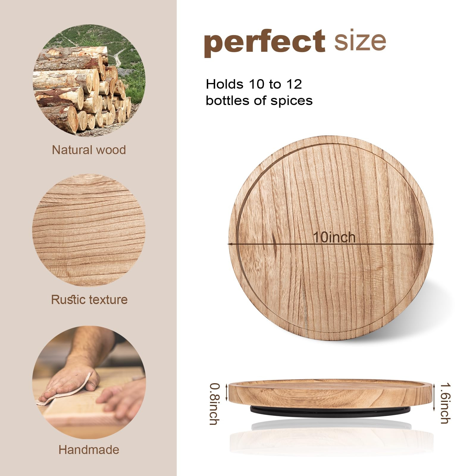 Wood Lazy Susan Organizer Kitchen Turntable for Cabinet Farmhouse Bathroom Decor Round Decorative... | Amazon (US)