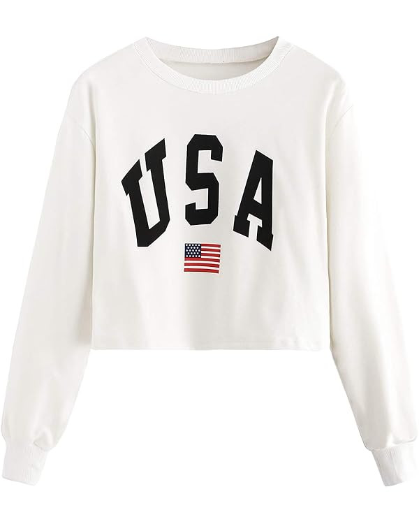 SweatyRocks Women's Crop Top Letter Printed Sweatshirt Hoodie | Amazon (US)