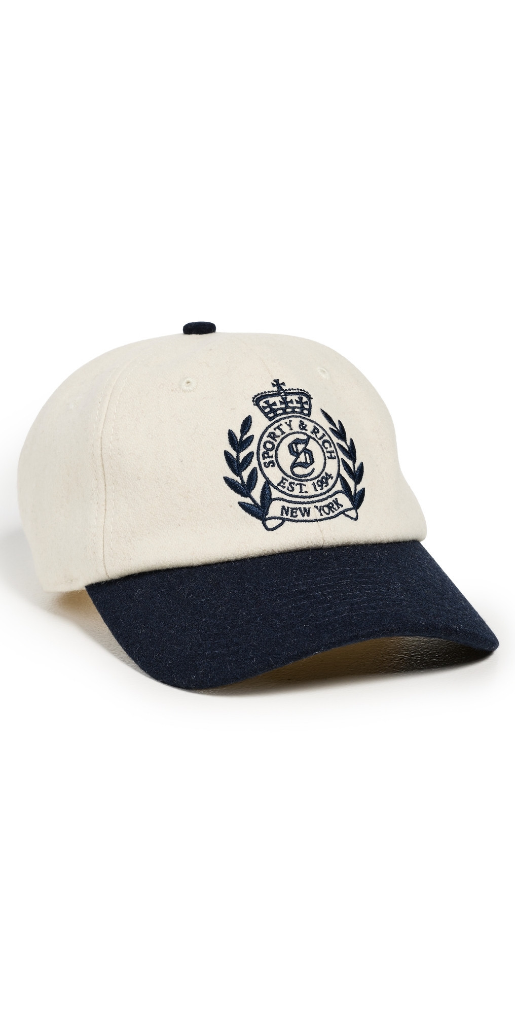 Sporty & Rich NY Crest Wool Cap Ecru/Dark Navy One Size | Shopbop