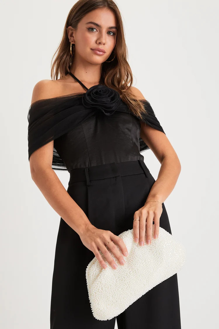 Glowing Glamour White Pearl Oversized Clutch | Lulus