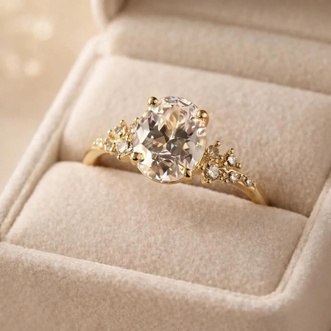 Oval Cut Moissanite Engagement Ring in 14K Gold, Vintage Floral Diamond Band, Bridal Promise Ring... | Etsy (US)