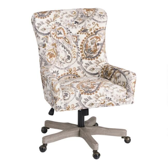 Brown and Gray Paisley Trystan Upholstered Office Chair | World Market