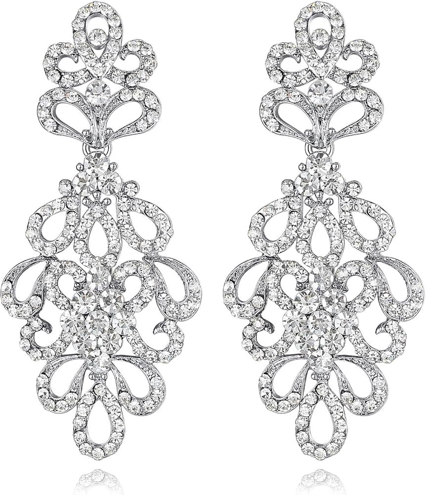 mecresh Wedding Teardrop Dangle Earrings Crystal Rhinestone Beaded Chandelier Earrings for Brides... | Amazon (US)