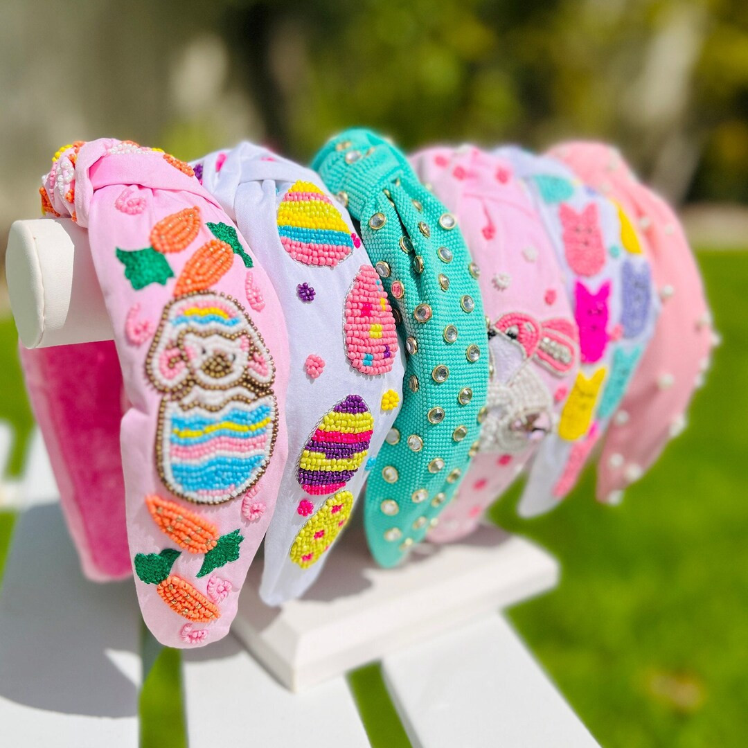 Easter Headbands, Easter Knot Headband, Embellished Knotted Headband, Peep Bunny Knotted Headband... | Etsy (US)