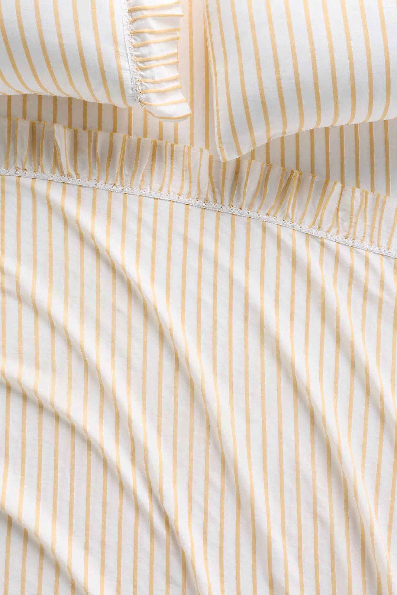Organic Cotton Spa Sateen Ruffled Sheet Set | Anthropologie (US)
