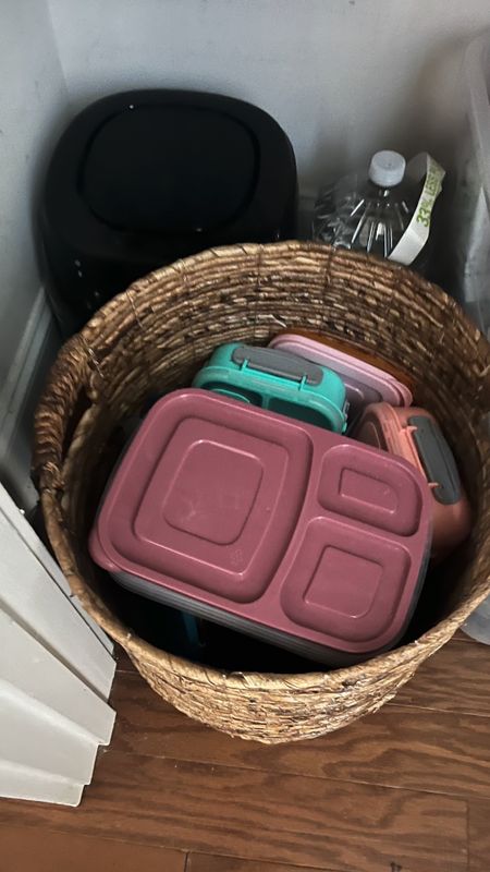 Here’s one way I organized some of the kids lunch containers - I used a simple basket from @TJ Maxx in my Pantry. Don’t mind the tag still on the basket. Basket sprayed and cleaned but I like to keep the tags on for a little while. I know, my pantry needs a little reorg too:) Linked a similar basket and  lunchboxes on Amazon.

#lunchbox #lunchboxes #bentobox  #bentoboxideas #mom #bentoboxideas #momhack #momhacks #schoollunch #baskets #organizing #homeorganizing #kitchen #organizinghacks
