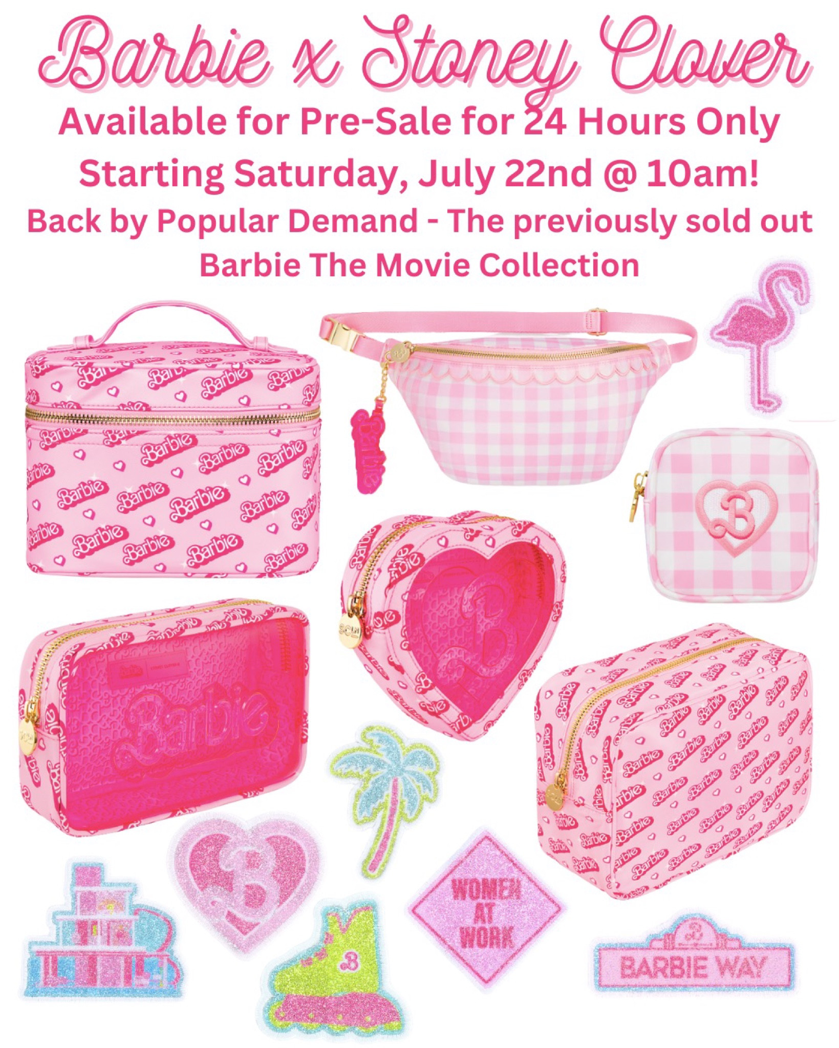 Extended until 9:59pm EST 7/23! 💕Stoney Clover Lane Barbie the Movie Collection Restock Pre-Sale 24 Hours Only! Barbie Merchandise, Barbie accessories for women, Barbiecore, pink fanny pack, pink belt bag, travel pouch 

#LTKitbag #LTKSeasonal #LTKFind