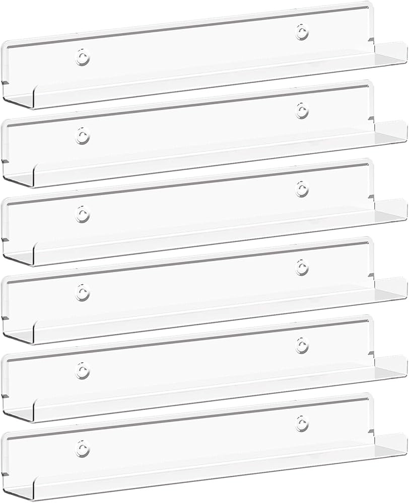 Lifewit Floating Shelves for Vinyl Record, 6 Pack 12" Clear Acrylic Wall Shelf Room Decor for Boo... | Amazon (US)
