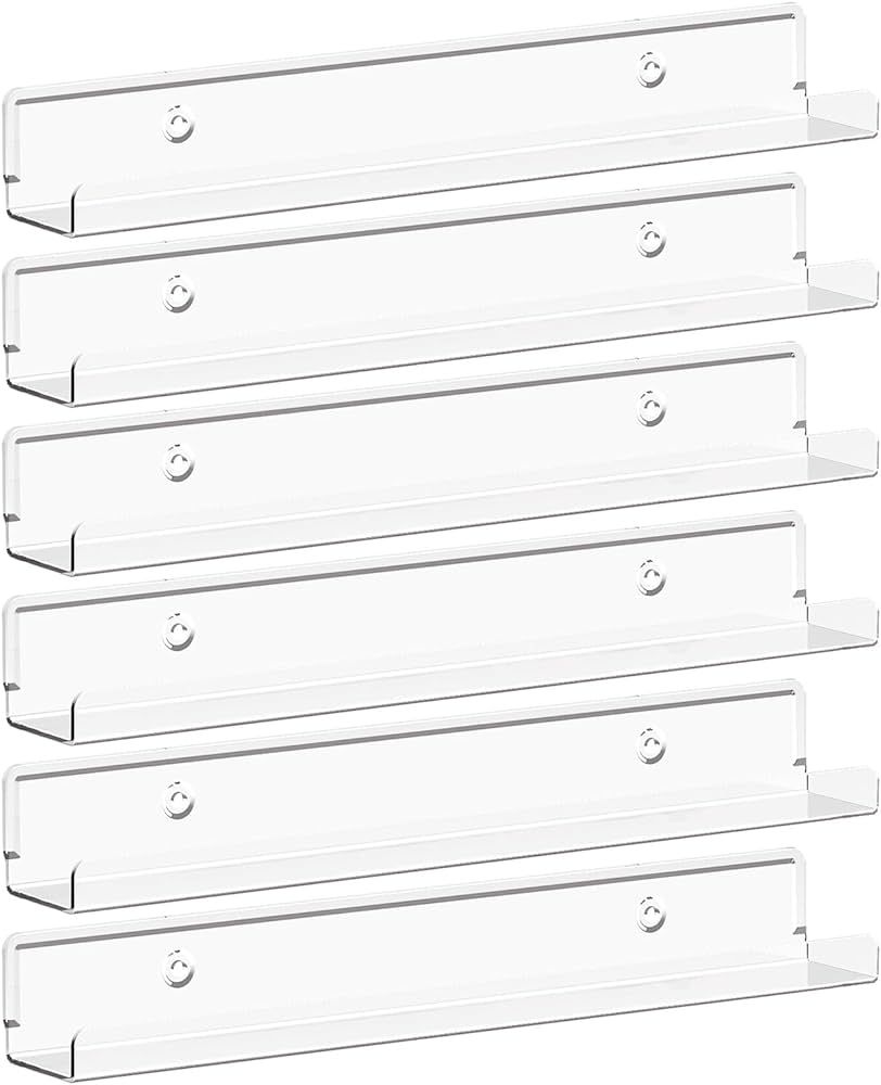 Lifewit Floating Shelves for Vinyl Record, 6 Pack 12" Clear Acrylic Wall Shelf Room Decor for Boo... | Amazon (US)