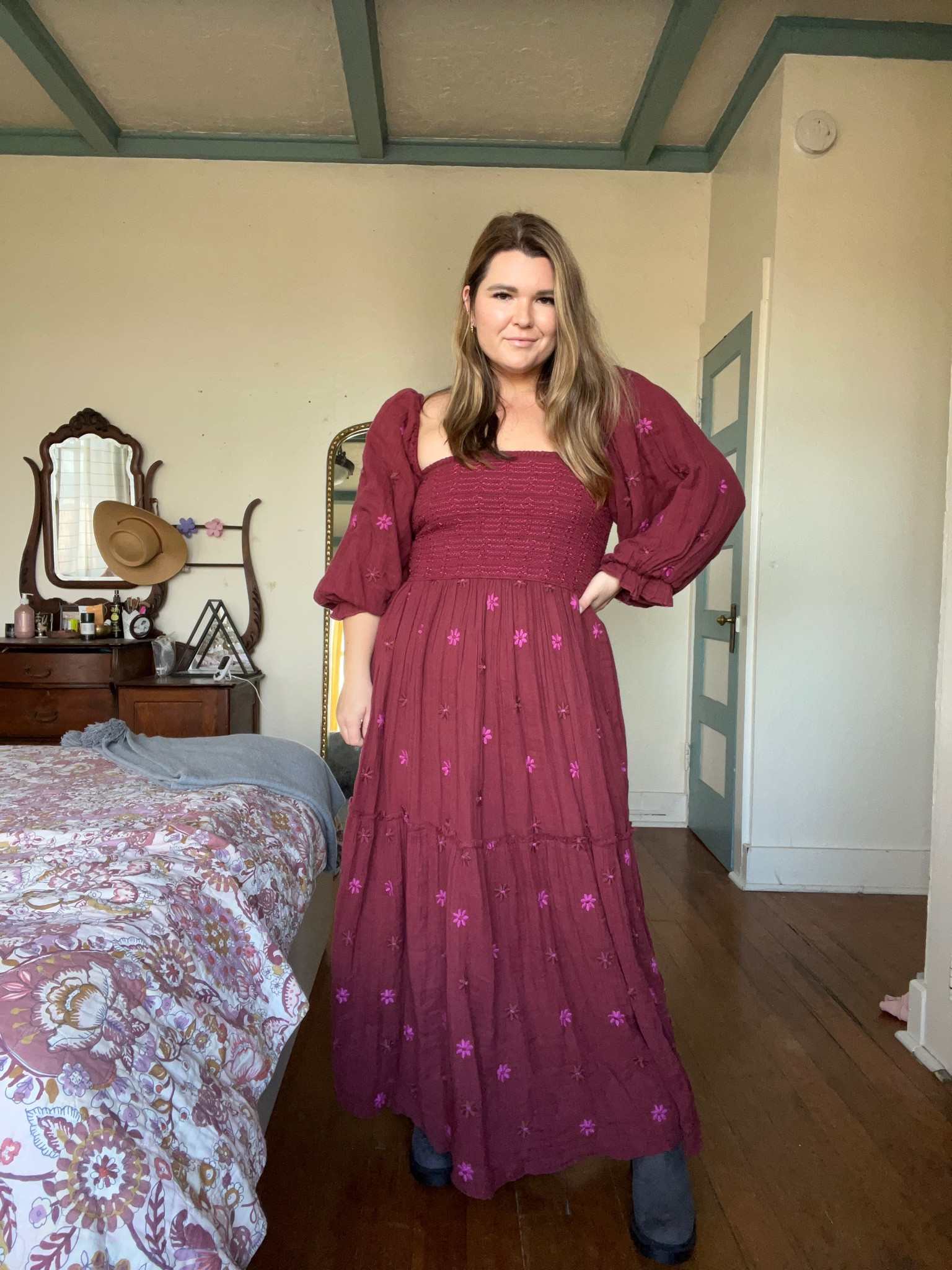 Free people fall dress - fall dresses - free people maxi dress - midsize dresses - fall fashion - fall transition- size large - lug boots

#LTKcurves #LTKSeasonal #LTKstyletip