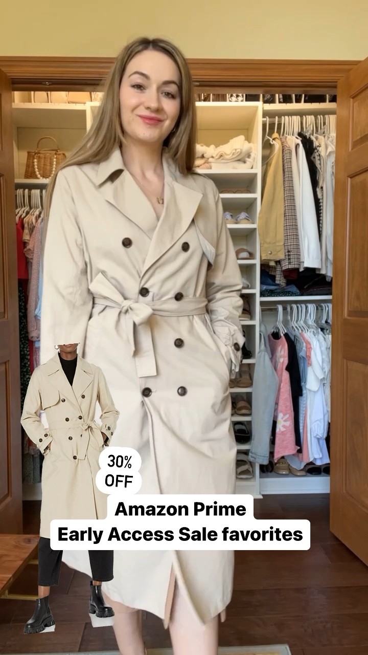 Amazon prime early access sale trench coat fits oversized, I sized down once 

#LTKsalealert #LTKunder100 #LTKSeasonal